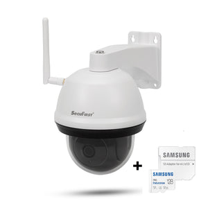 SecuFirst Wi-Fi IP-Beveiligings Dome Camera PTZ Outdoor WIT (CAM214W) Met 128GB Micro SD kaart